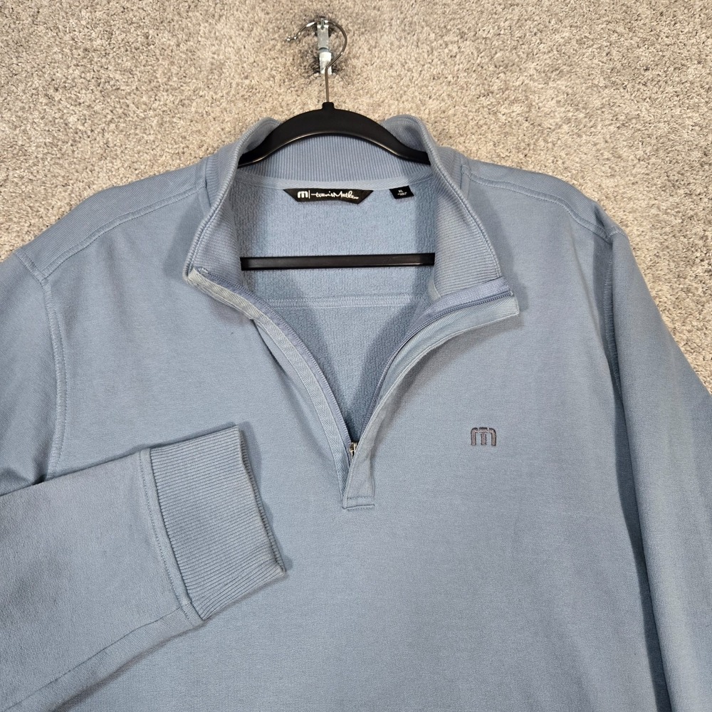 Travis Mathew Hideaway sweatshirt 1/4 Zip Men's XL Blue Pullover Golf pockets